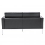 Fine Mod Imports Button Loveseat in Leather, Black