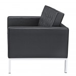 Fine Mod Imports Button Loveseat in Leather, Black