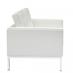 Fine Mod Imports Button Loveseat in Leather, White