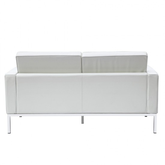 Fine Mod Imports Button Loveseat in Leather, White