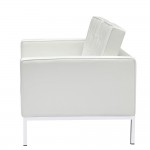 Fine Mod Imports Button Loveseat in Leather, White