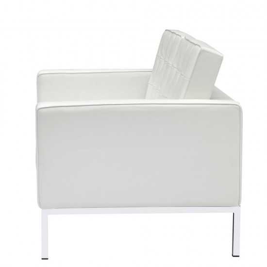 Fine Mod Imports Button Loveseat in Leather, White