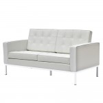 Fine Mod Imports Button Loveseat in Leather, White