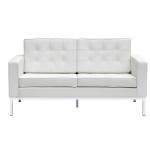 Fine Mod Imports Button Loveseat in Leather, White