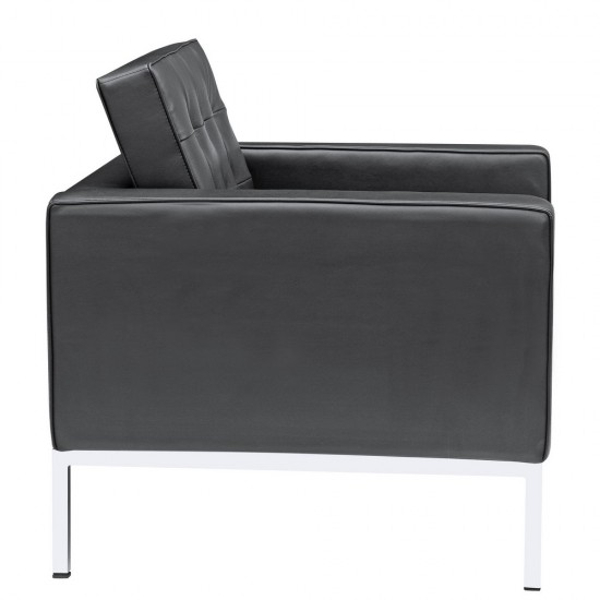 Fine Mod Imports Button Arm Chair in Leather, Black