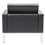 Fine Mod Imports Button Arm Chair in Leather, Black