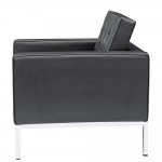 Fine Mod Imports Button Arm Chair in Leather, Black