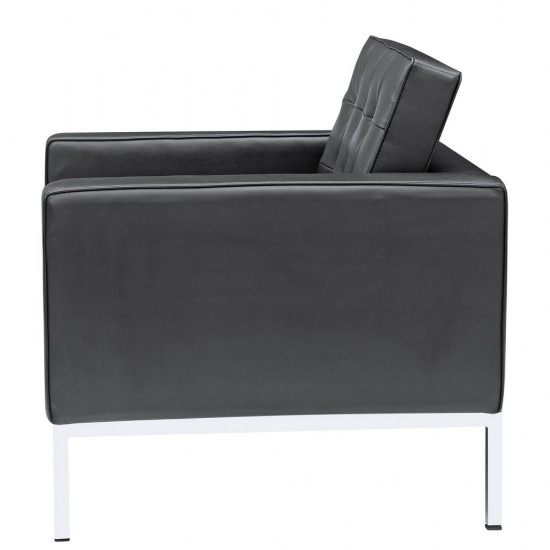 Fine Mod Imports Button Arm Chair in Leather, Black