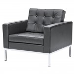 Fine Mod Imports Button Arm Chair in Leather, Black