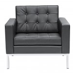 Fine Mod Imports Button Arm Chair in Leather, Black