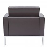 Fine Mod Imports Button Arm Chair in Leather, Brown