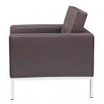 Fine Mod Imports Button Arm Chair in Leather, Brown