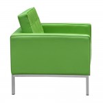 Fine Mod Imports Button Arm Chair in Leather, Green