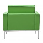 Fine Mod Imports Button Arm Chair in Leather, Green