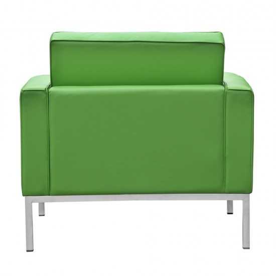 Fine Mod Imports Button Arm Chair in Leather, Green