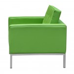 Fine Mod Imports Button Arm Chair in Leather, Green