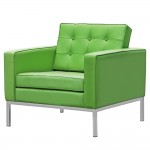 Fine Mod Imports Button Arm Chair in Leather, Green