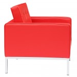 Fine Mod Imports Button Arm Chair in Leather, Red