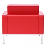 Fine Mod Imports Button Arm Chair in Leather, Red