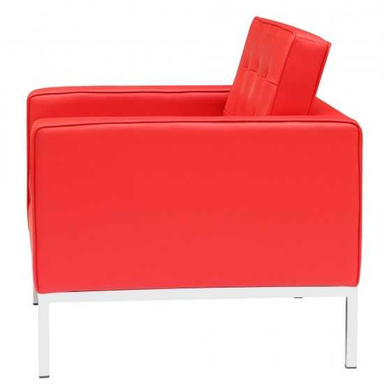 Fine Mod Imports Button Arm Chair in Leather, Red