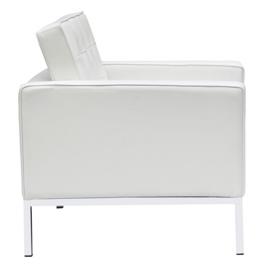 Fine Mod Imports Button Arm Chair in Leather, White