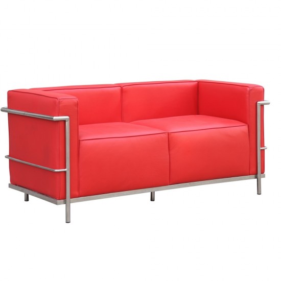 Fine Mod Imports Grand Lc3 Loveseat, Red