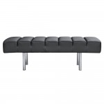 Fine Mod Imports Classic Leather Bench 2 Seater, Black