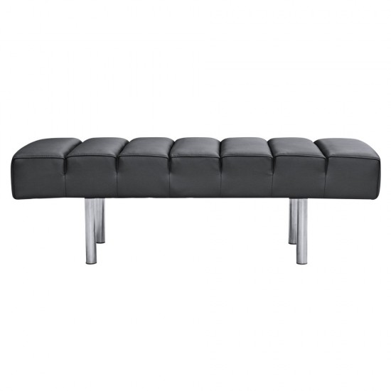 Fine Mod Imports Classic Leather Bench 2 Seater, Black