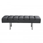 Fine Mod Imports Classic Leather Bench 2 Seater, Black