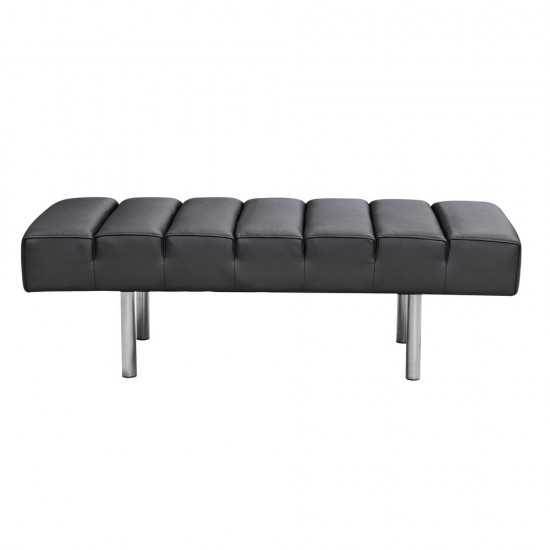 Fine Mod Imports Classic Leather Bench 2 Seater, Black