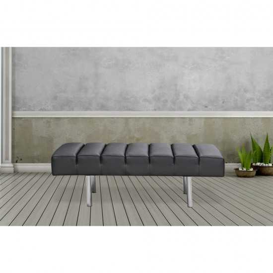 Fine Mod Imports Classic Leather Bench 2 Seater, Black