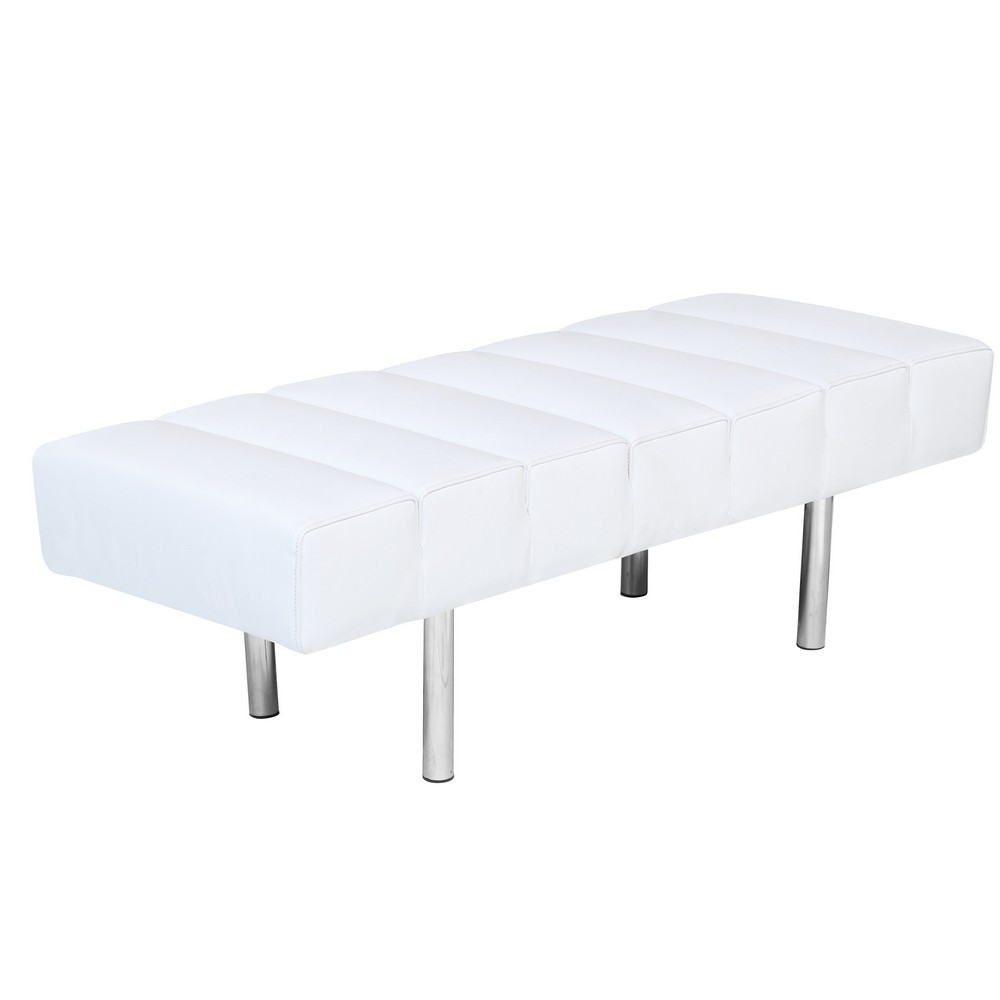 Fine Mod Imports Classic Leather Bench 2 Seater, White