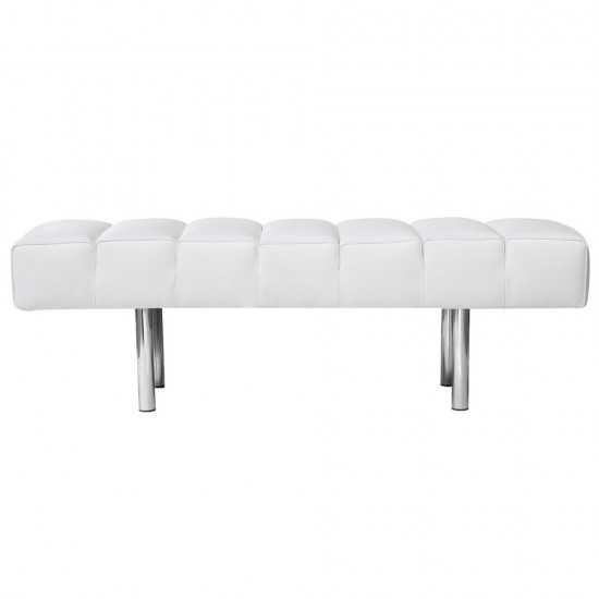 Fine Mod Imports Classic Leather Bench 2 Seater, White