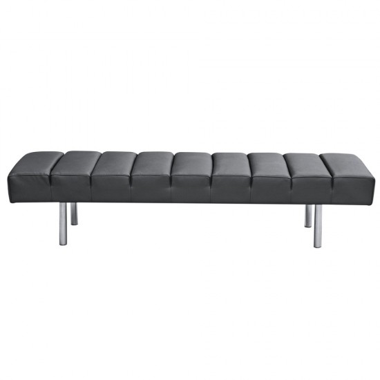 Fine Mod Imports Classic Leather Bench 3 Seater, Black