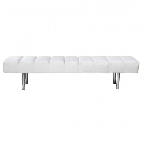 Fine Mod Imports Classic Leather Bench 3 Seater, White