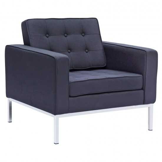 Fine Mod Imports Button Arm Chair in Wool, Black