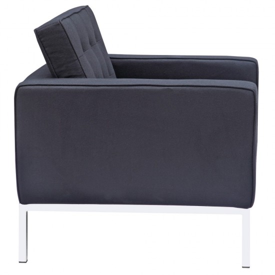 Fine Mod Imports Button Arm Chair in Wool, Black