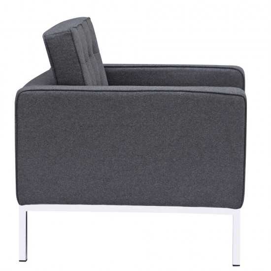 Fine Mod Imports Button Arm Chair in Wool, Gray