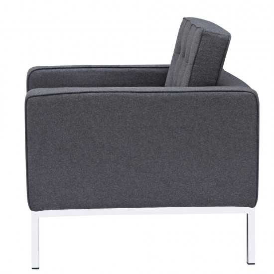 Fine Mod Imports Button Arm Chair in Wool, Gray