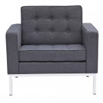 Fine Mod Imports Button Arm Chair in Wool, Gray