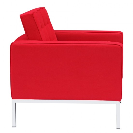 Fine Mod Imports Button Arm Chair in Wool, Red