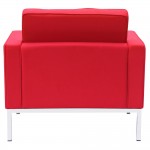 Fine Mod Imports Button Arm Chair in Wool, Red