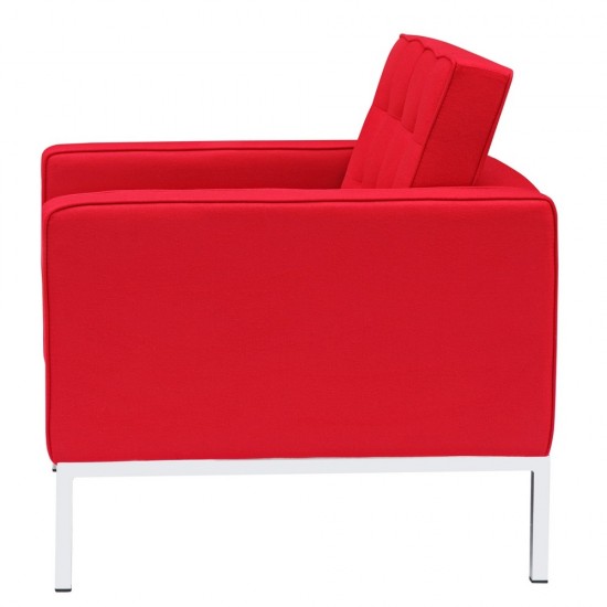 Fine Mod Imports Button Arm Chair in Wool, Red