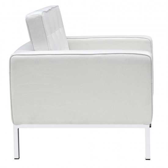 Fine Mod Imports Button Arm Chair in Wool, White