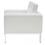 Fine Mod Imports Button Arm Chair in Wool, White