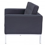 Fine Mod Imports Button Loveseat in Wool, Black