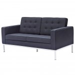 Fine Mod Imports Button Loveseat in Wool, Black