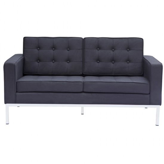 Fine Mod Imports Button Loveseat in Wool, Black