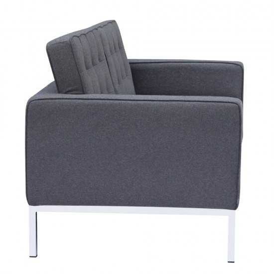 Fine Mod Imports Button Loveseat in Wool, Gray