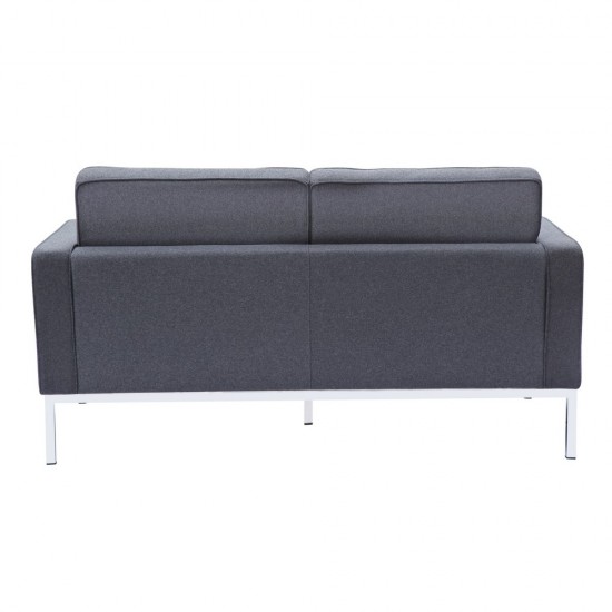 Fine Mod Imports Button Loveseat in Wool, Gray
